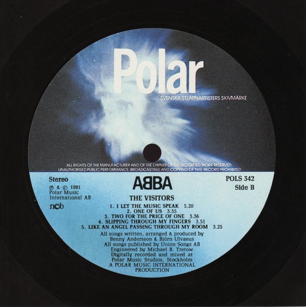 original label design b, Abba - The Visitors +4